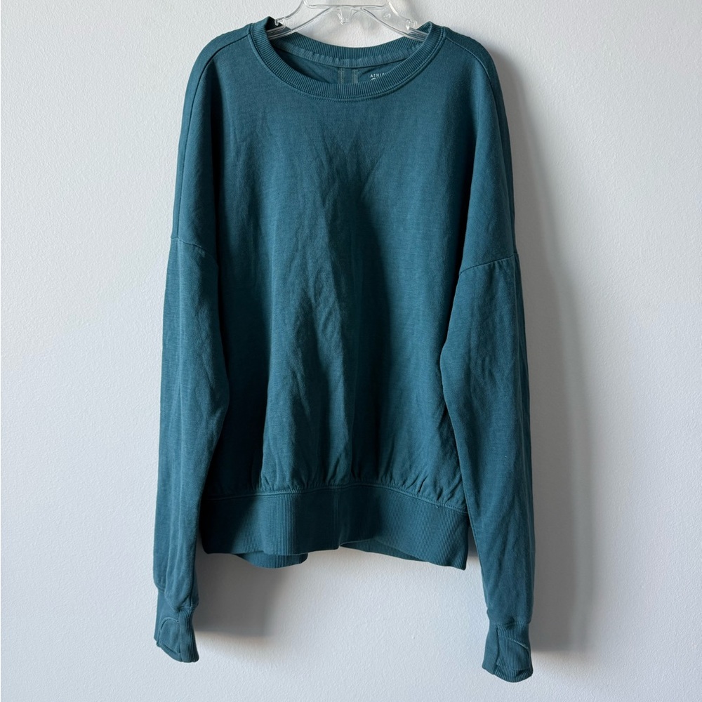 Athleta Girl Ruched Teal Green Sweatshirt Size Large 12